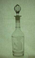 #4033 Maloney Bar Bottle, Crystal, 28 oz with #5005 Bourbon Carving 1935-1937